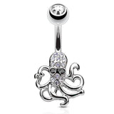 Nusa Dua Octopus Navel Ring - Fixed (non-dangle) Belly Bar. Navel Rings Australia.