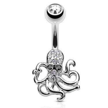Nusa Dua Octopus Navel Ring - Fixed (non-dangle) Belly Bar. Navel Rings Australia.