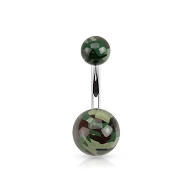 Go Camo Acrylic Belly Bars - Basic Curved Barbell. Navel Rings Australia.
