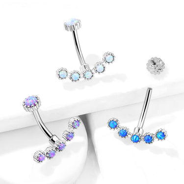 Opal Curve Internally Threaded Belly Bar - Basic Curved Barbell. Navel Rings Australia.