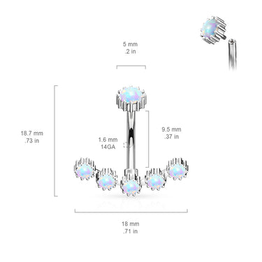 Opal Curve Internally Threaded Belly Bar - Basic Curved Barbell. Navel Rings Australia.