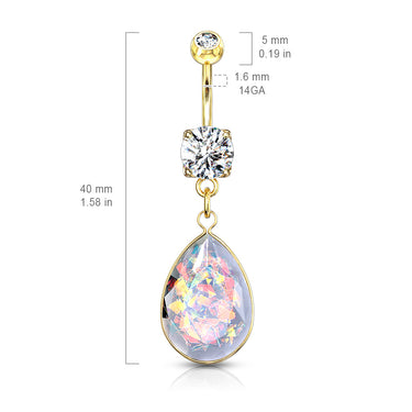 The Opálio Rock Drop Belly Ring with Rose Gold Plating - Dangling Belly Ring. Navel Rings Australia.