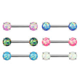 Classic Opal Prong Nipple Barbell Ring - Nipple Ring. Navel Rings Australia.