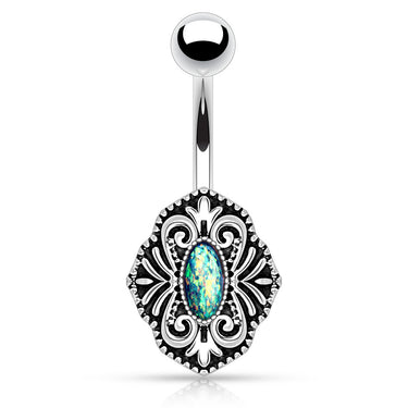 Lāhui Polynesian Opal Belly Ring - Fixed (non-dangle) Belly Bar. Navel Rings Australia.