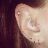 Opal Four Ball Trinity Earring by Maria Tash in 14K White Gold. Flat Stud. - Earring. Navel Rings Australia.