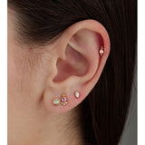 Opal Four Ball Trinity Earring by Maria Tash in 14K White Gold. Flat Stud. - Earring. Navel Rings Australia.
