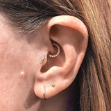 Opal Four Ball Trinity Earring by Maria Tash in 14K White Gold. Flat Stud. - Earring. Navel Rings Australia.