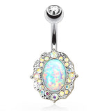 Rococo Opal Belly Ring - Fixed (non-dangle) Belly Bar. Navel Rings Australia.