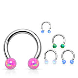 Opal Circular Barbell - Circular Barbell / Horse Shoe. Navel Rings Australia.