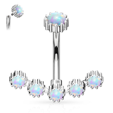Opal Curve Internally Threaded Belly Bar - Basic Curved Barbell. Navel Rings Australia.
