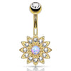 Petaled Opal Navel Ring with Gold Plating