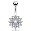 Jeweled Petal Opal Belly Button Ring