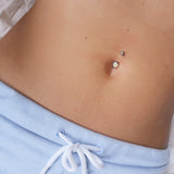 Single Gem Opal Gleam Classique Belly Bars - Basic Curved Barbell. Navel Rings Australia.