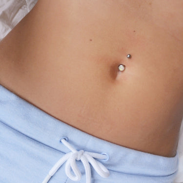 Single Gem Opal Gleam Classique Belly Bars - Basic Curved Barbell. Navel Rings Australia.