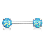 Classic Opal Prong Nipple Barbell Ring - Nipple Ring. Navel Rings Australia.