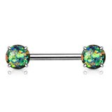 Classic Opal Prong Nipple Barbell Ring - Nipple Ring. Navel Rings Australia.