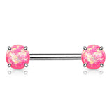 Classic Opal Prong Nipple Barbell Ring - Nipple Ring. Navel Rings Australia.