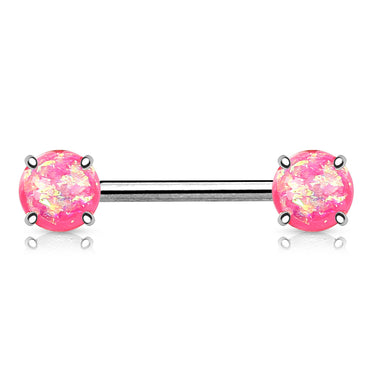 Classic Opal Prong Nipple Barbell Ring - Nipple Ring. Navel Rings Australia.