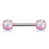 Classic Opal Prong Nipple Barbell Ring - Nipple Ring. Navel Rings Australia.