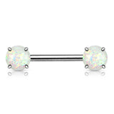 Classic Opal Prong Nipple Barbell Ring - Nipple Ring. Navel Rings Australia.