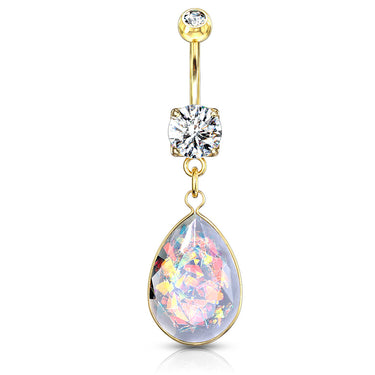 The Opálio Rock Drop Belly Ring with Gold Plating - Dangling Belly Ring. Navel Rings Australia.