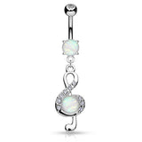 Opal Treble Clef Navel Ring - Dangling Belly Ring. Navel Rings Australia.