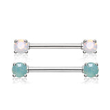 Double Opaline Nipple Barbell Ring - Nipple Ring. Navel Rings Australia.