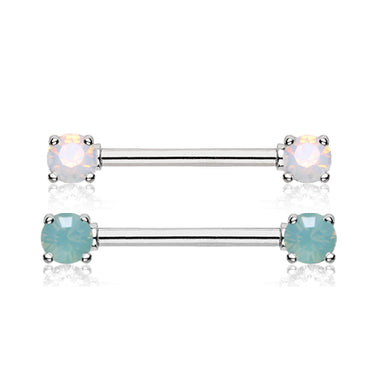 Double Opaline Nipple Barbell Ring - Nipple Ring. Navel Rings Australia.
