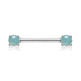 Double Opaline Nipple Barbell Ring - Nipple Ring. Navel Rings Australia.