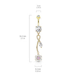 Fantasía Orchid Zenith Belly Ring - Dangling Belly Ring. Navel Rings Australia.