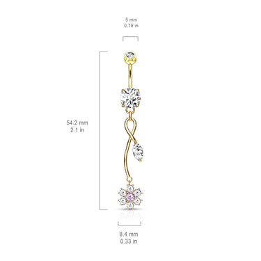 Fantasía Orchid Zenith Belly Ring - Dangling Belly Ring. Navel Rings Australia.