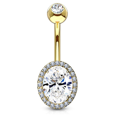 Jojo Ovaline Belly Bar with Gold Plating - Basic Curved Barbell. Navel Rings Australia.