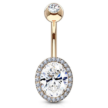 Jojo Ovaline Belly Bar with Rose Gold Plating - Basic Curved Barbell. Navel Rings Australia.