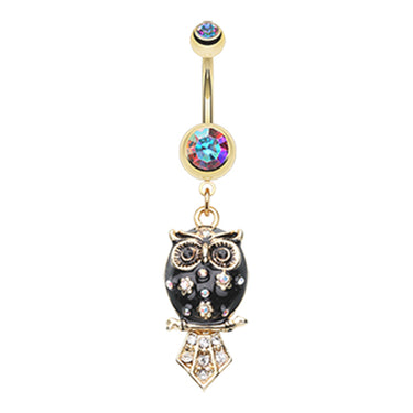 The Wisdom Owl Navel Ring - Dangling Belly Ring. Navel Rings Australia.