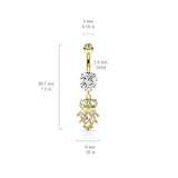 Glittering Midnight Owl Belly Bar with Gold Plating - Dangling Belly Ring. Navel Rings Australia.