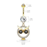 Mångata Hooting Owl Belly Bar - Dangling Belly Ring. Navel Rings Australia.