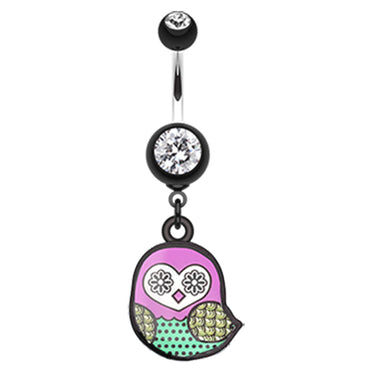 Owl Eyes On You Belly Dangle - Dangling Belly Ring. Navel Rings Australia.