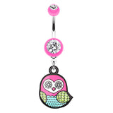 Owl Eyes On You Belly Dangle - Dangling Belly Ring. Navel Rings Australia.