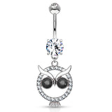 Mångata Hooting Owl Belly Bar - Dangling Belly Ring. Navel Rings Australia.