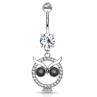 Mångata Hooting Owl Belly Bar - Dangling Belly Ring. Navel Rings Australia.
