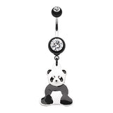 Panda Power Belly Bar - Dangling Belly Ring. Navel Rings Australia.