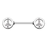 Bling Peace Nipple Barbell Ring - Nipple Ring. Navel Rings Australia.