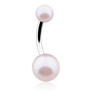 Lustre Plus Pearl Belly Button Rings - Basic Curved Barbell. Navel Rings Australia.