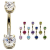 Petite Gemmed 14K Yellow Gold Belly Bars