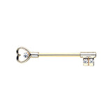 Gold Heart Key Nipple Barbell Ring - Nipple Ring. Navel Rings Australia.