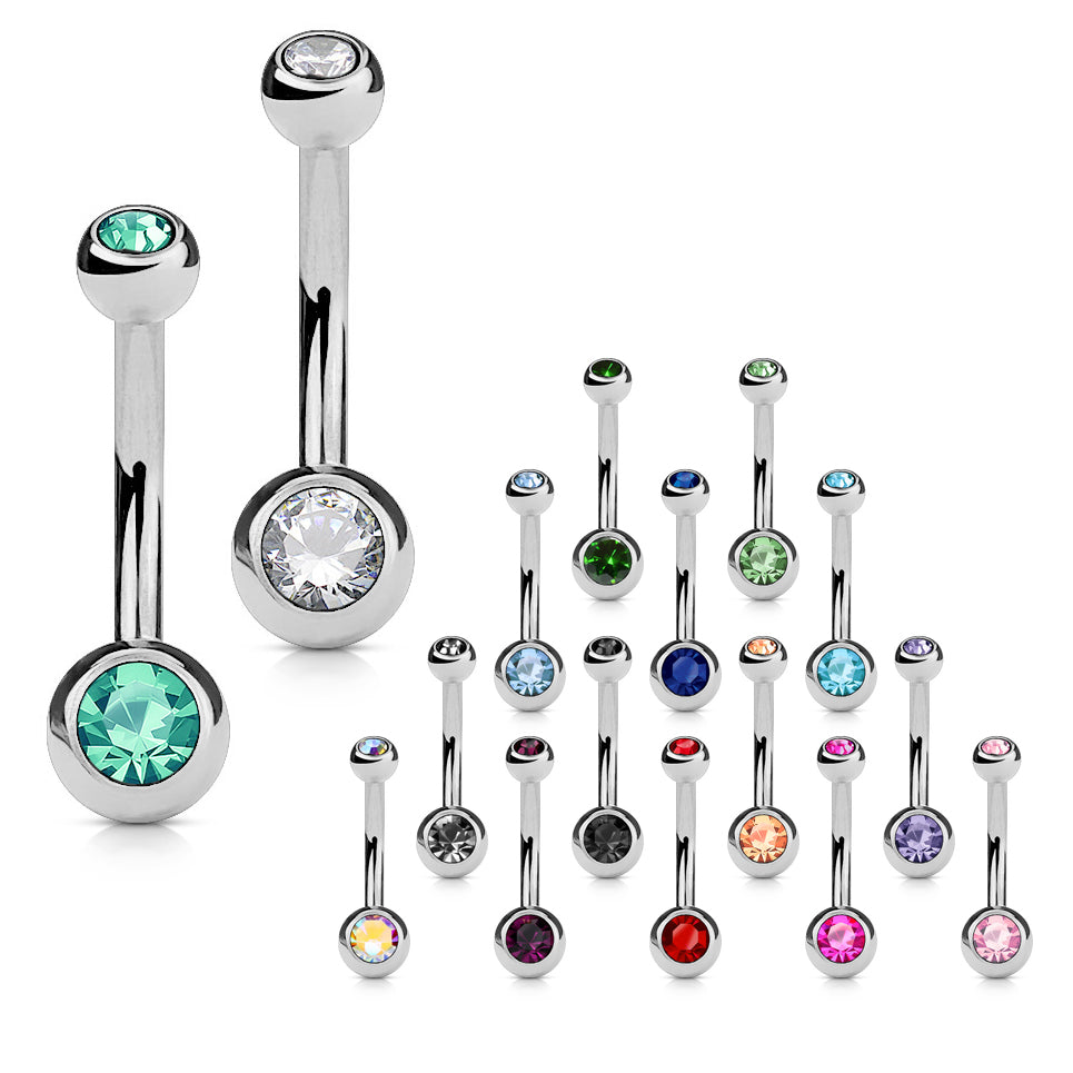 10mm Black Crystal Ball Belly Bar Ring – 14g 316L Surgical Steel, Nickel-Free, BL138D