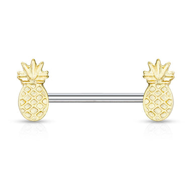 Juicy Nips Pineapple Nipple Bar with Gold Plating - Nipple Ring. Navel Rings Australia.