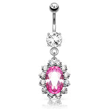 Pink Passion Belly Ring Dangle - Dangling Belly Ring. Navel Rings Australia.