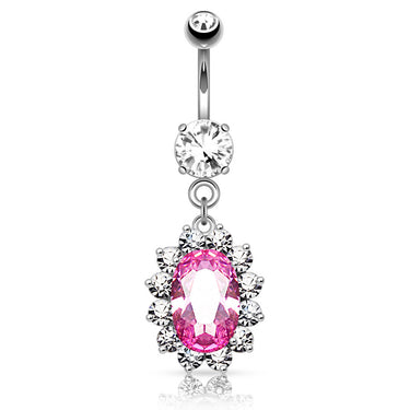 Pink Passion Belly Ring Dangle - Dangling Belly Ring. Navel Rings Australia.