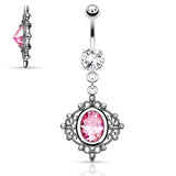 Baroque Filigree Belly Button Bar - Dangling Belly Ring. Navel Rings Australia.